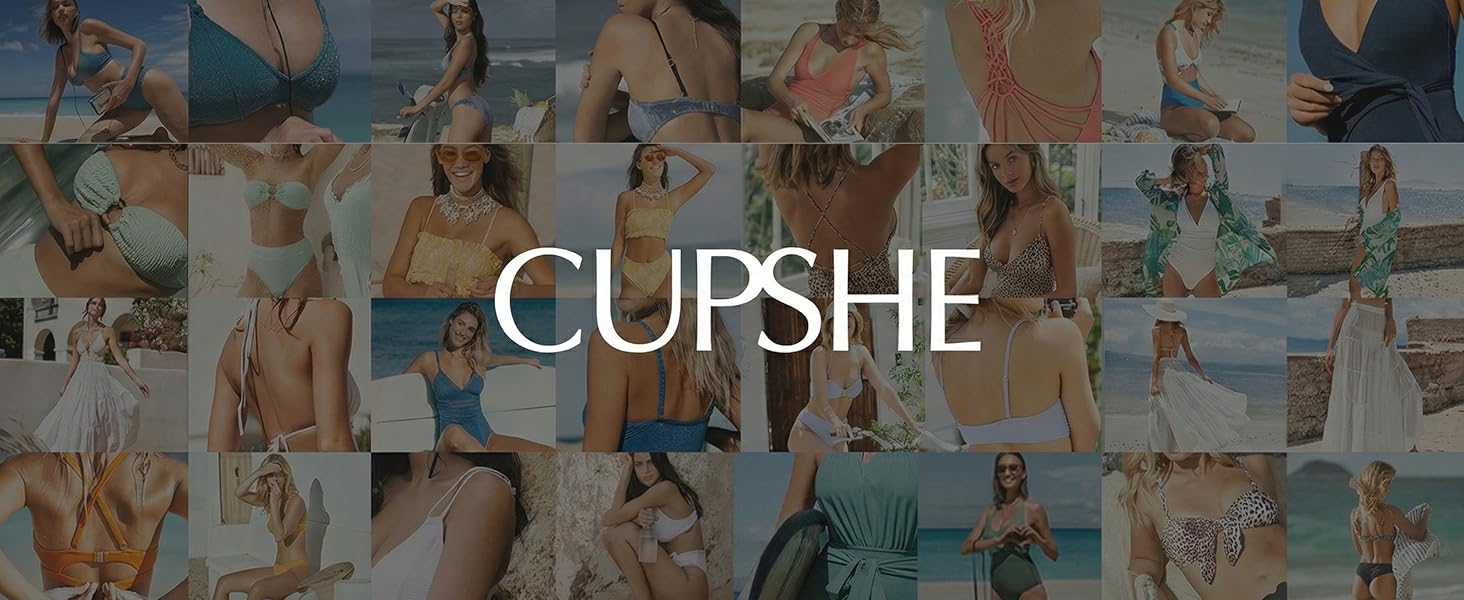 CUPSHE Купальник жіночий: двочастинний бікіні з високою талією, блакитний