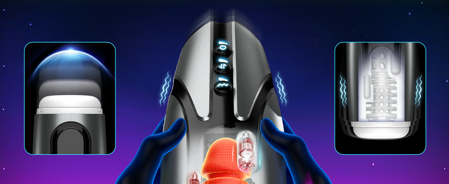 Електричний мастурбатор для чоловіків з 7 режимами вібрації та телескопічною функцією - секс-іграшка, вібратор для пеніса