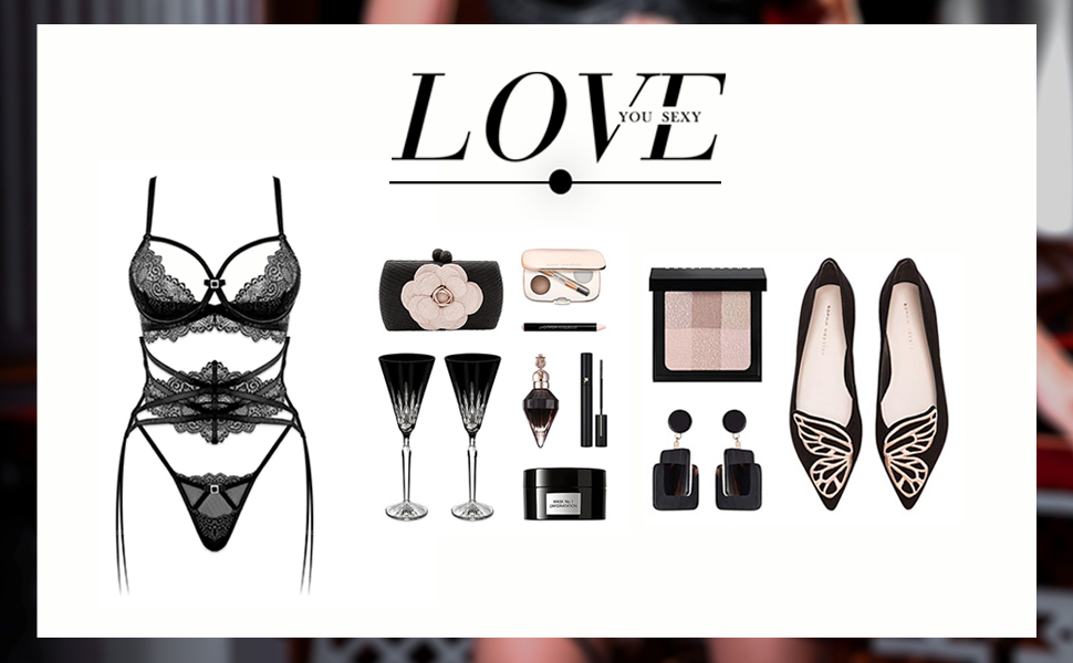 Сексуальний жіночий комплект спідньої білизни з мережива: бюстгальтер, трусики та пояс, колір нічний синій, розмір 75B