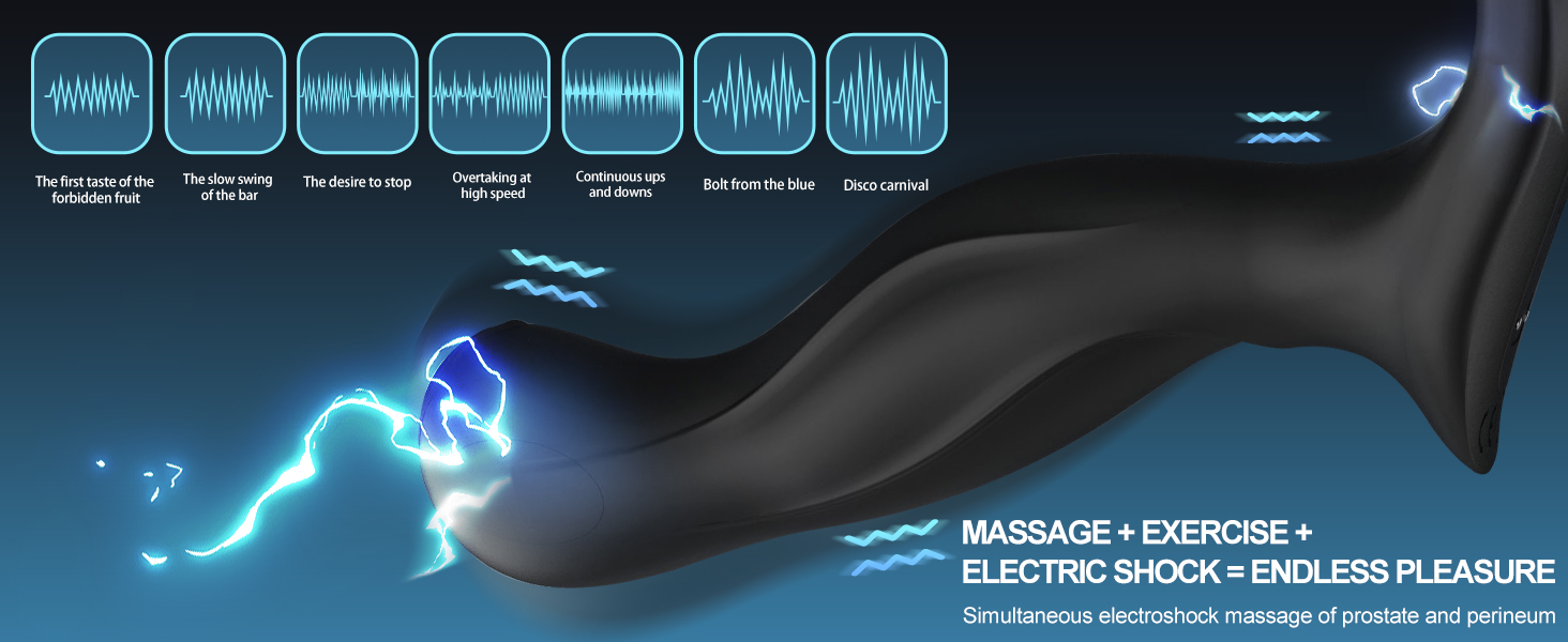 Анальний вібратор з електрошоком NAIXBTY для чоловіків: комплект з 3 електрошоком та 7 режимами вібрації, стимулятор простати, масажер, Buttplug, SM іграшка