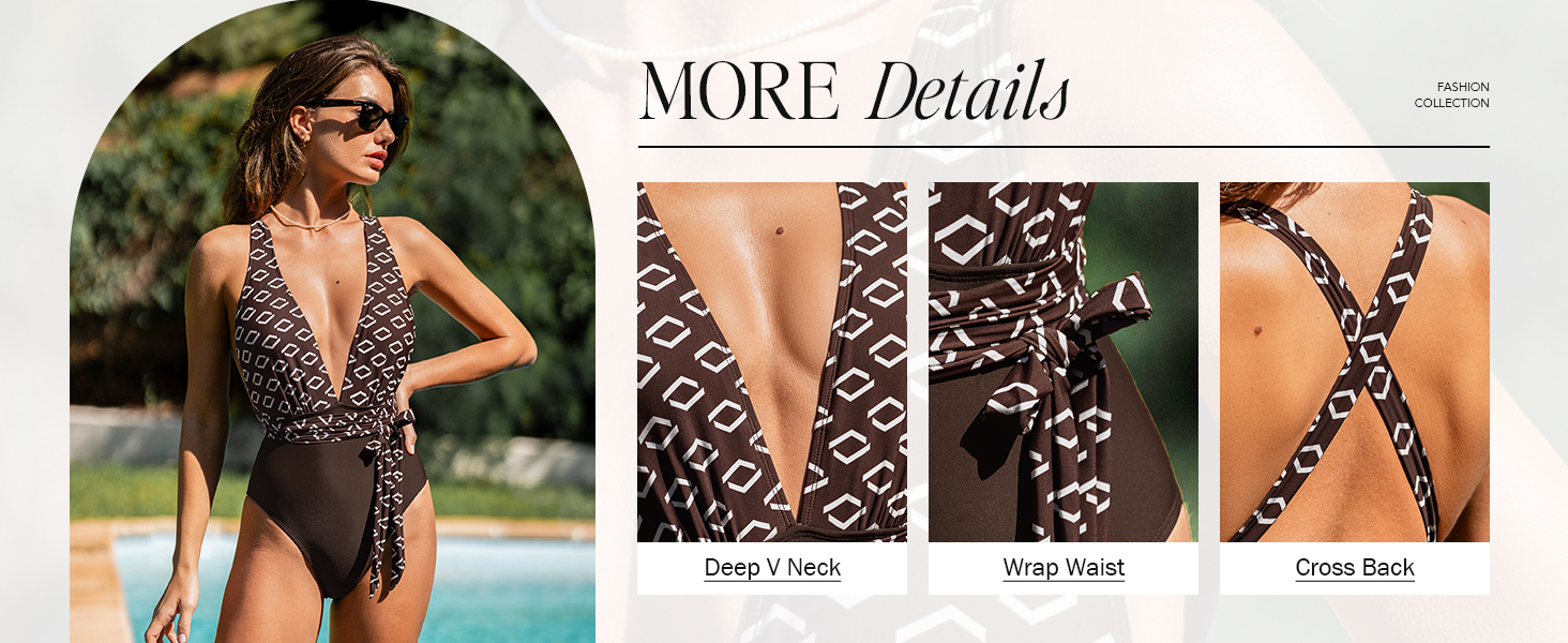 Купальник CUPSHE жіночий монокіні, глибокий V-подібний виріз, однотонний, чорний, розмір M