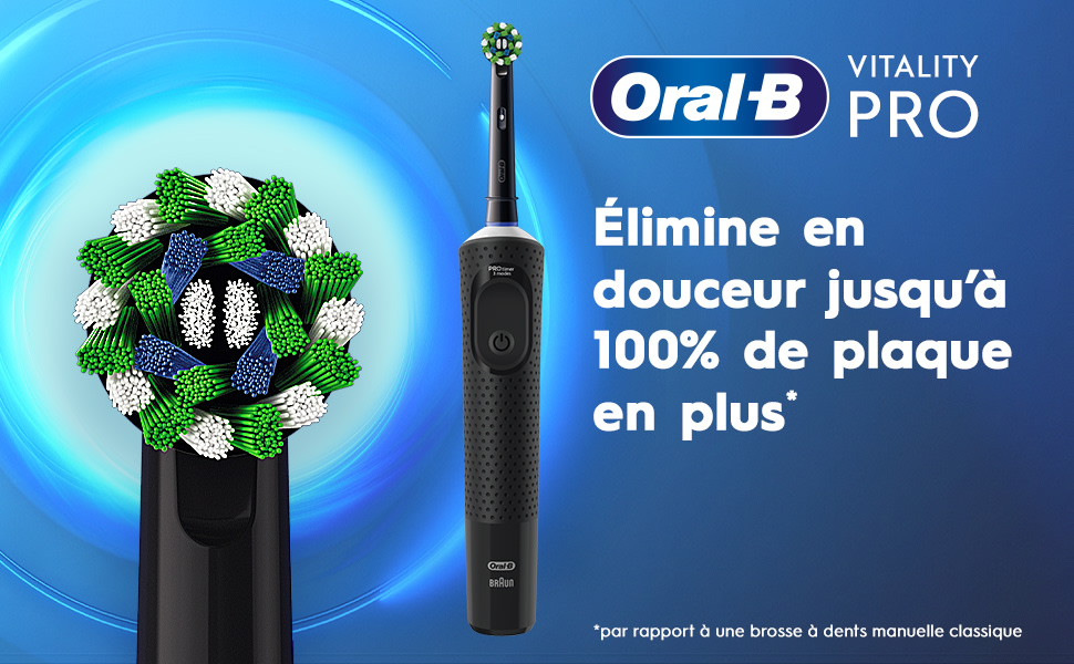 Електрична зубна щітка Oral-B Vitality Pro, синя, 3 режими чищення, таймер, акумуляторна, набір з 1 шт
