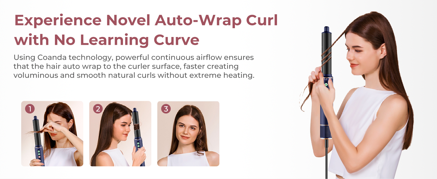 Мультистайлер для волосся 6 в 1 MogaWave Hairstyler Pro Airbrush: стайлер з феном, круглою щіткою для об'єму, вирівнювачем та насадками для завивки (Синій)