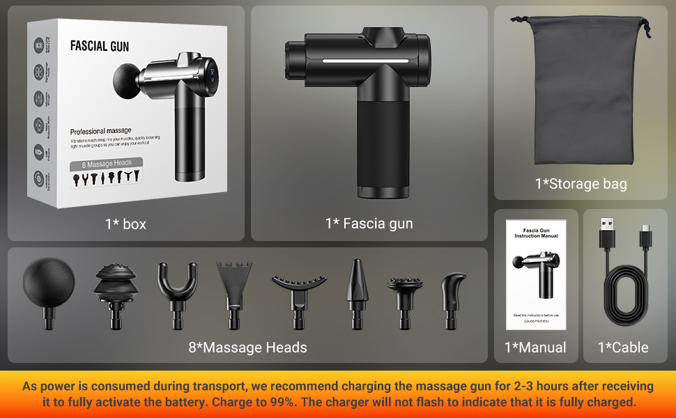 Перкусійний масажер Massage Gun для глибокого масажу тканин, 32 рівні швидкості, 8 насадок для спини, плечей та всього тіла