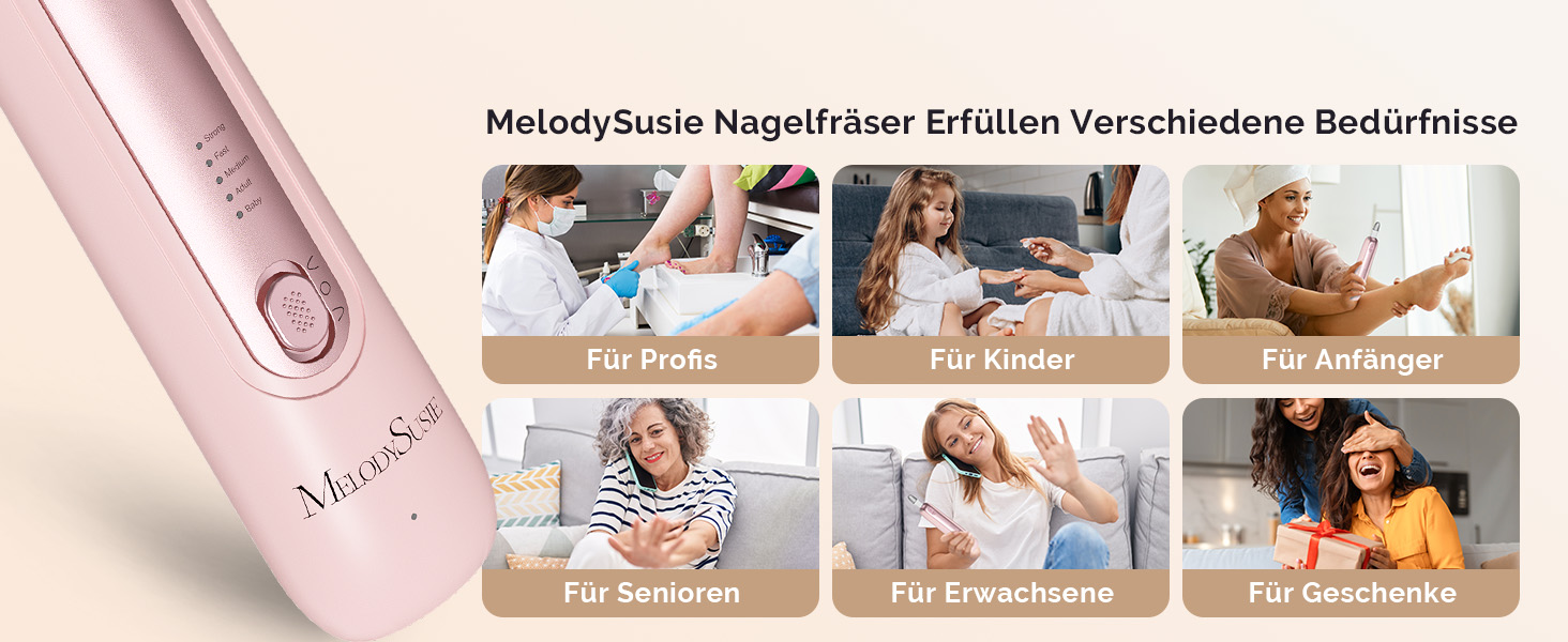 Професійний набір для педикюру MelodySusie PC760G: електричний апарат для манікюру та педикюру 8 в 1, бездротовий нігтевий фрезер з 5 швидкостями та LED-підсвіткою (Колір: Рожевий)