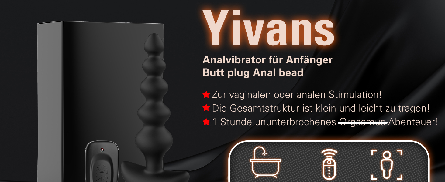 Вібратор анальний для початківців Yivans з пультом дистанційного керування, 16 режимів, тиха робота, для жінок та пар