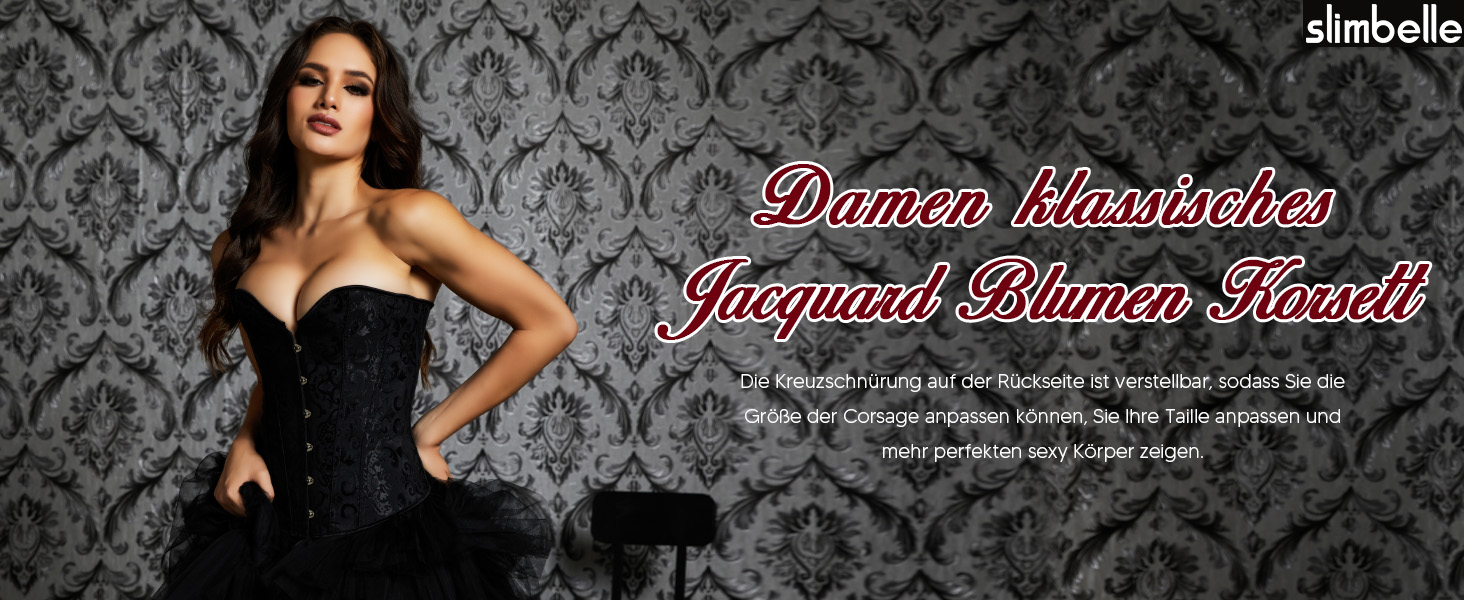 Корсетний топ SLIMBELLE для повного бюсту: готичний корсет з мереживом та шнурівкою, чорний, XL
