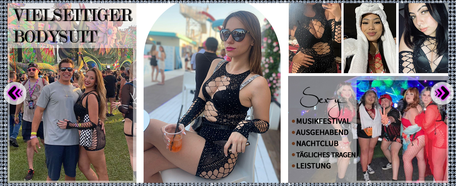 Елегантний жіночий комплект нижньої білизни Ella Lust: мереживний боді, сукня з паєтками та мереживні рукавички. Чорний, універсальний розмір.