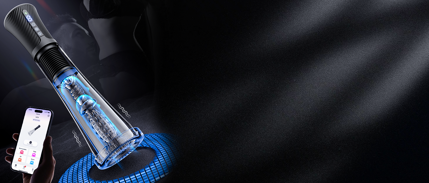 Електричний секс-іграшка для чоловіків Gobeken: вібрація, вакуум, керування через додаток, мастурбатор, пеніспампуватор, 2 лінійки