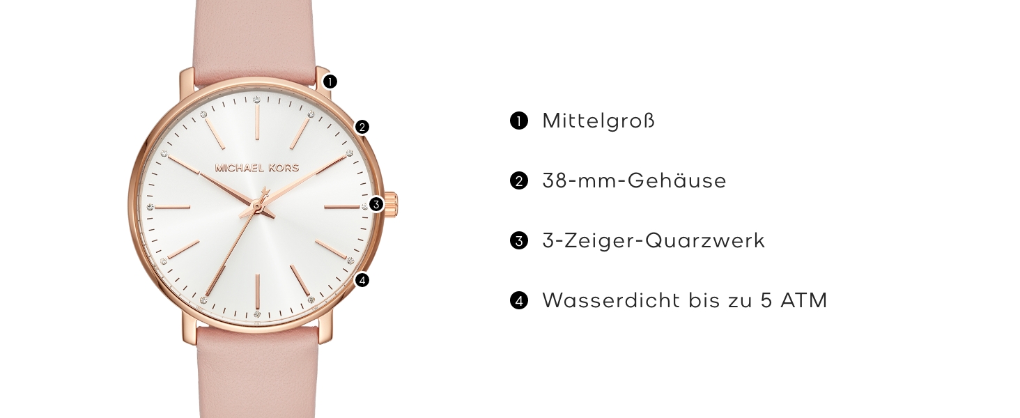 Жіночий годинник Michael Kors Pyper кварцовий, сталевий браслет, колір рожеве золото та білий циферблат