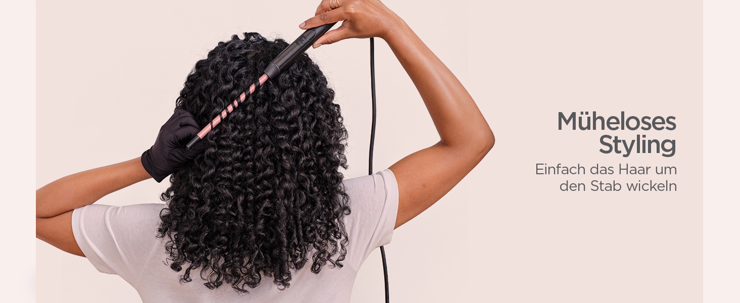 Конічний паяльник для волосся BaByliss Rose Quartz (13-25 мм) для натуральних локонів, керамічне покриття, 6 температурних режимів (160-210°C), C454E, рожево-чорний