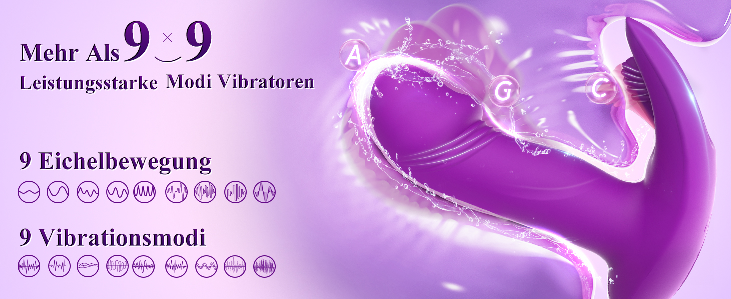 Інтимні іграшки для пар EAWESION: вібратор-масажер, анальний плагін, стимулятор G-точки, 9 режимів, фіолетовий