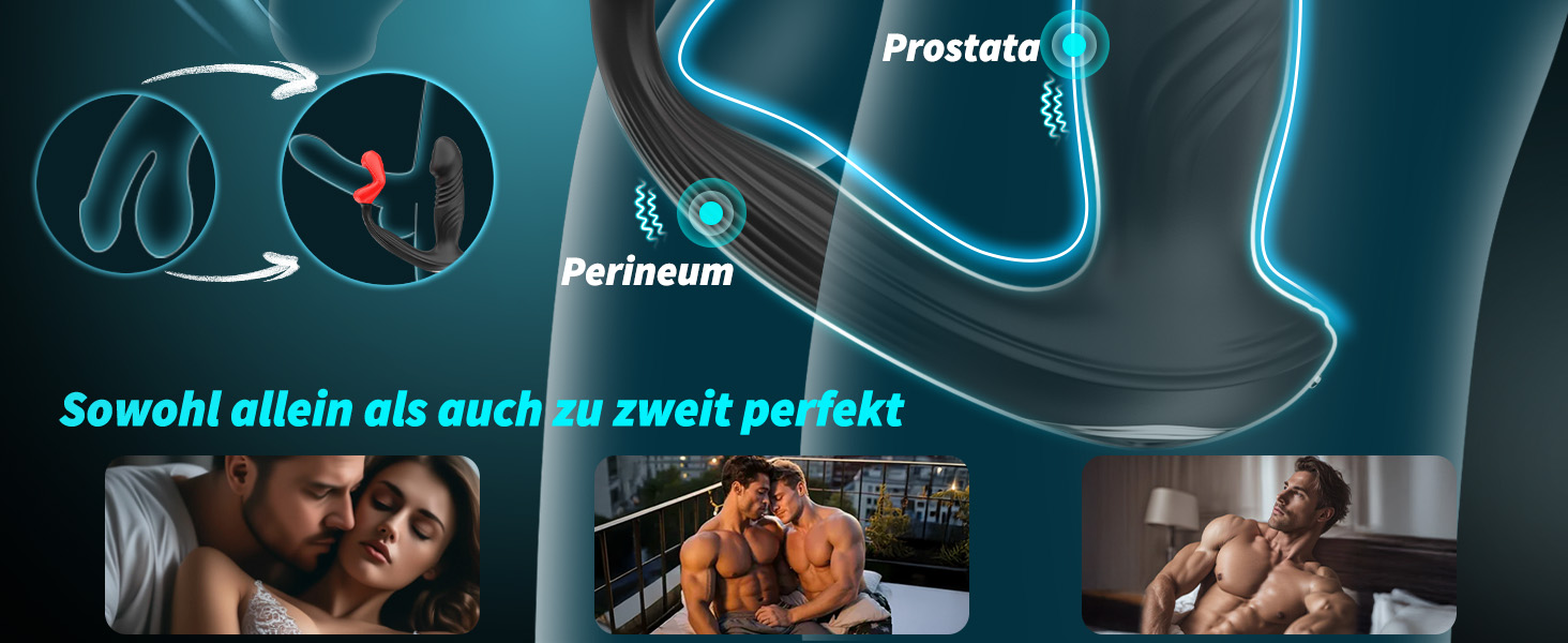 Вібратор для чоловіків для стимуляції простати Timzeit - анальний вібратор, кільце для пеніса з пультом дистанційного керування та додатком, анальний плагін з 9 режимами вібрації та 9 функціями імпульсу. Іграшка для дорослих.