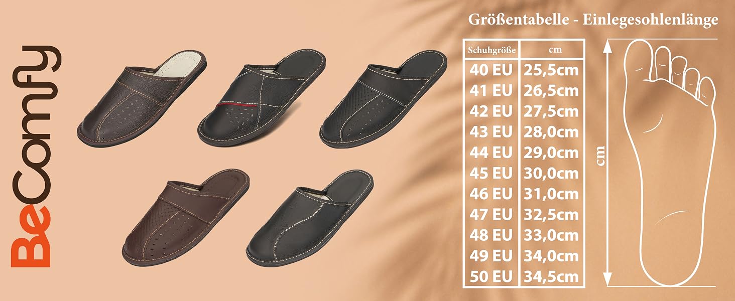 Чоловічі шкіряні капці BeComfy з натуральної шкіри, протиковзальна гумова підошва, анатомічна устілка, чорні, розмір 43 EU