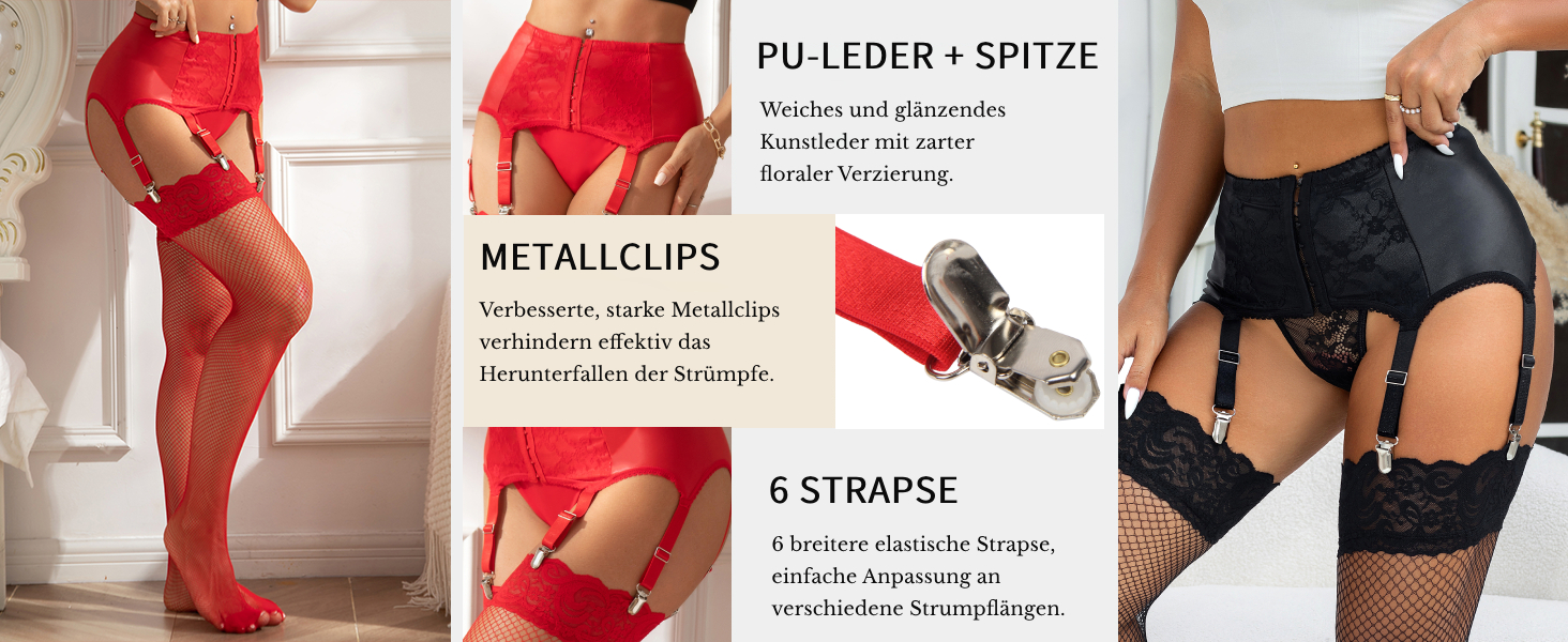 Чорний шкіряний корсет-стрінг з 6 гачками для жінок, великі розміри. Сет сексуальної білизни Straps.