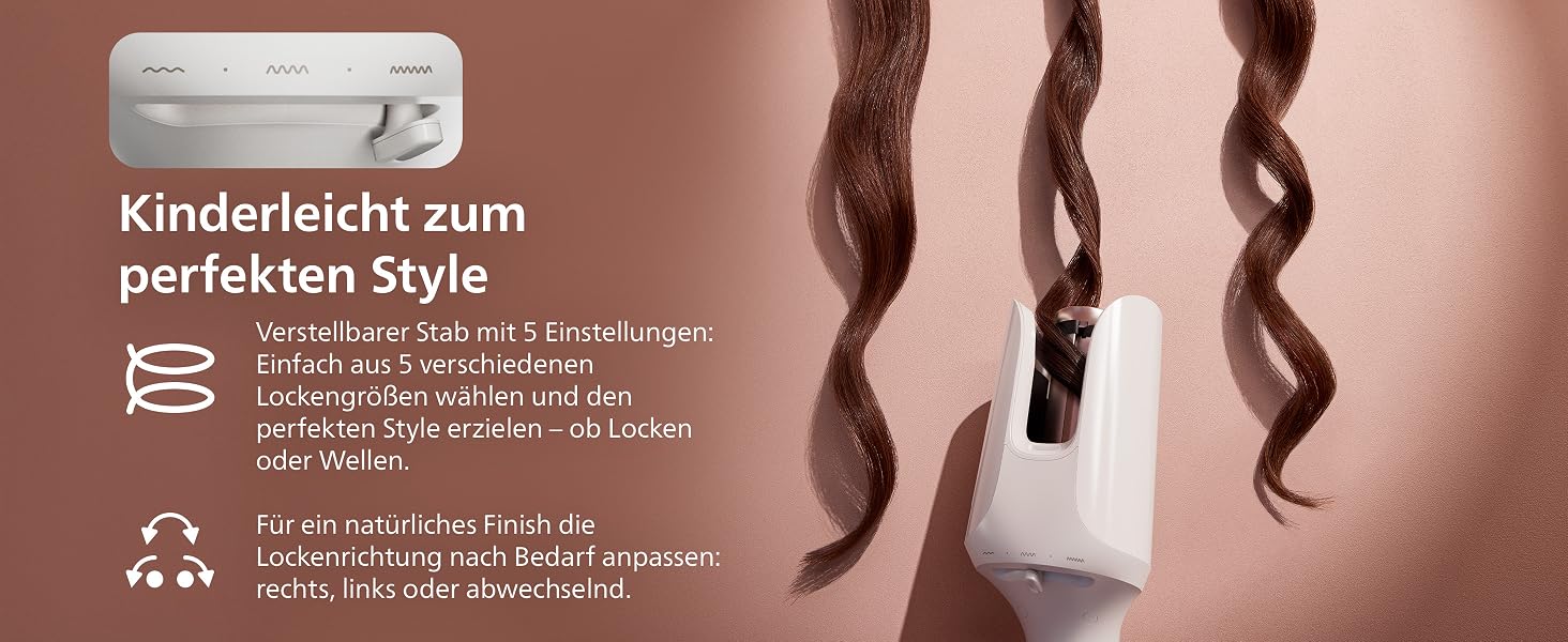 Автоматичний стайлер для завивки волосся Philips 8000 Series, 27 варіантів укладки, чорний (BHB968/10)