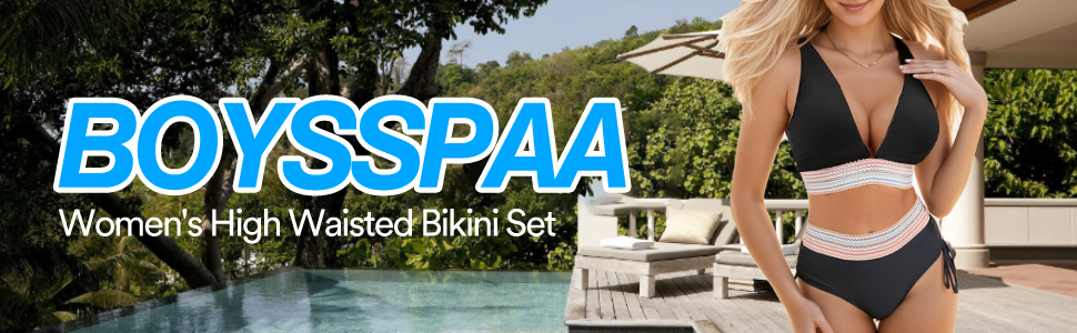 Бікіні з високою талією для жінок, комплект Push Up, контроль живота, регульовані бретелі, 2 шт., для пляжу, басейну, спа, чорний