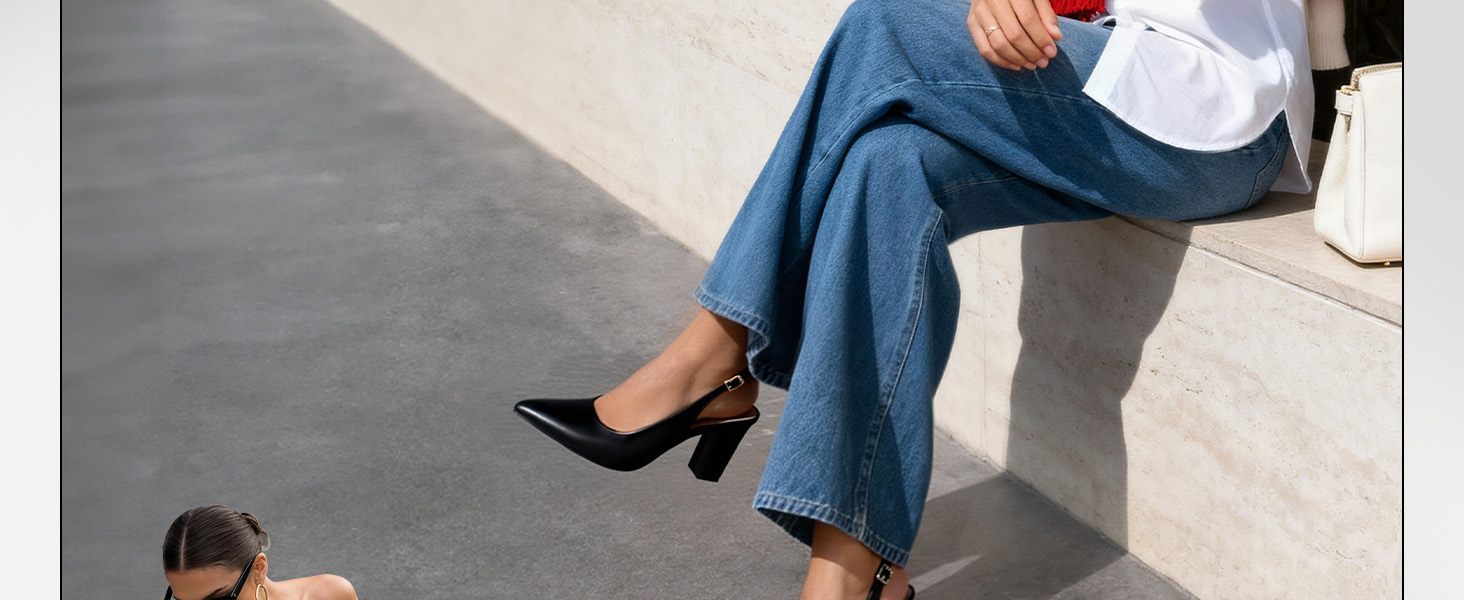 Жіночі туфлі-човники Dream Pairs на підборах з відкритою п'ятою (slingback), білі, розмір 39 EU