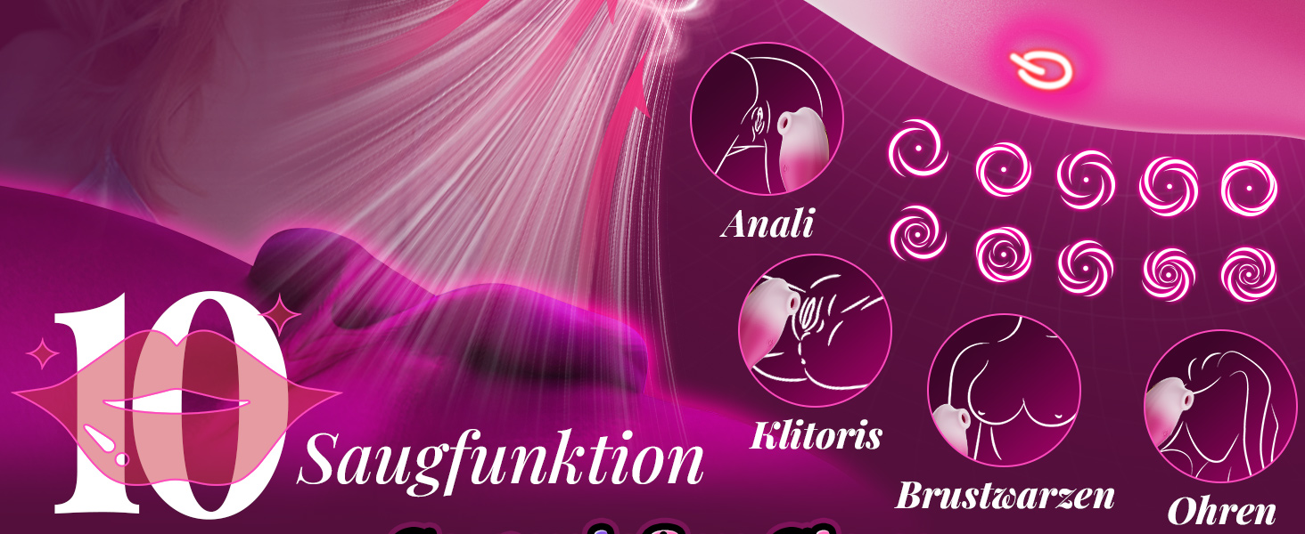 Вібратор Sexspielzeug для жінок 2-в-1: тихий, потужний, з 10 функціями (смоктання, облизування), керування через додаток, стимуляція клітора та сосків, рожевий