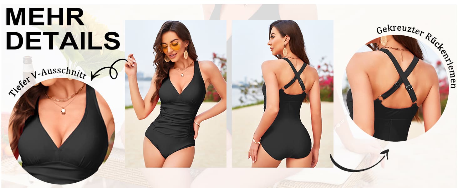 Купальник жіночий суцільний V-подібний виріз, сліп, Plus Size, темно-синій, XL-2XL, моделюючий ефект для живота