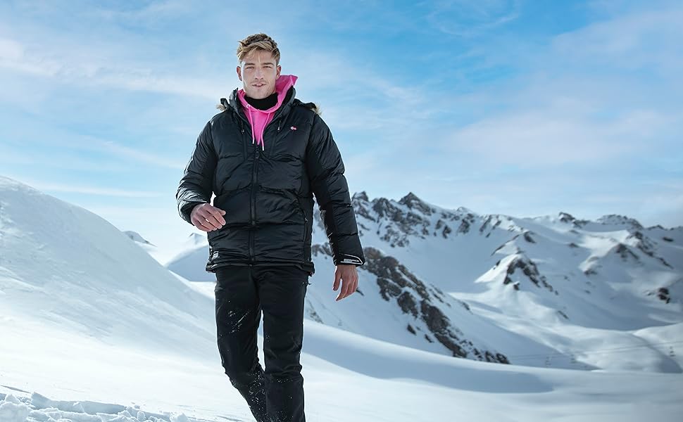 Чоловіча зимова куртка Geographical Norway: тепла дизайнерська стібана куртка, чорна, розмір XL