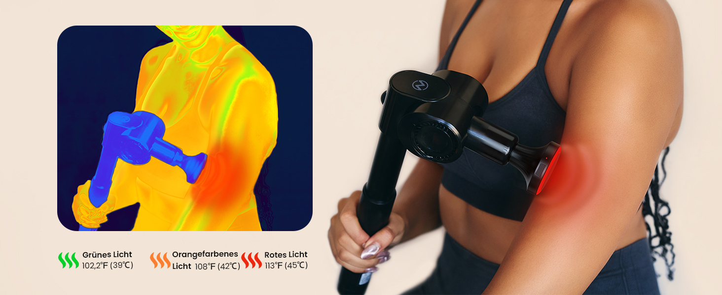 Перкусійний масажер Napre Massage Gun з функцією підігріву та охолодження, складаний масажний пістолет для м'язів спини та плечей, 32 рівні швидкості, 5 кутів нахилу, чорний