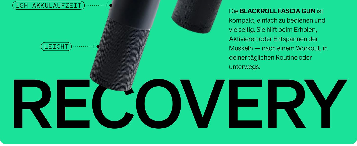 Міні-перкусійний масажер BLACKROLL® FASCIA GUN для м'язів та фасцій, 4 насадки, 4 рівні інтенсивності, зарядка USB-C