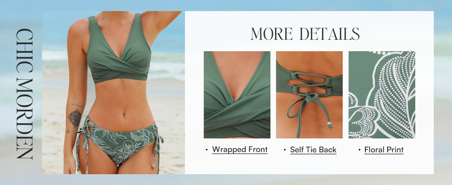 CUPSHE Bikini Set: Розкішний двочастинний купальник з квітковим принтом, низька посадка, шнурівка, лимонний колір