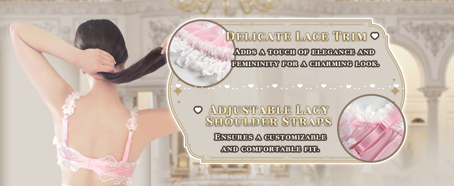 Комплект жіночої/чоловічої нижньої білизни LittleForBig з прозорого мережива: бра, труси, спідниця знімною зав'язкою (M, Рожевий)