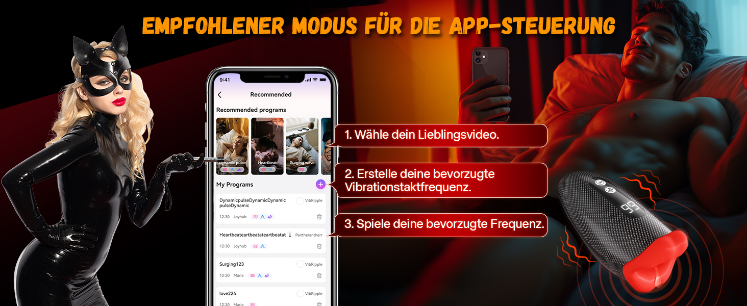 Вібратор для чоловіків Tagnaff Neu з набором, 9 функцій: стукіт, облизування, вібрація. Іграшка для соло-мастурбації з пультом керування.