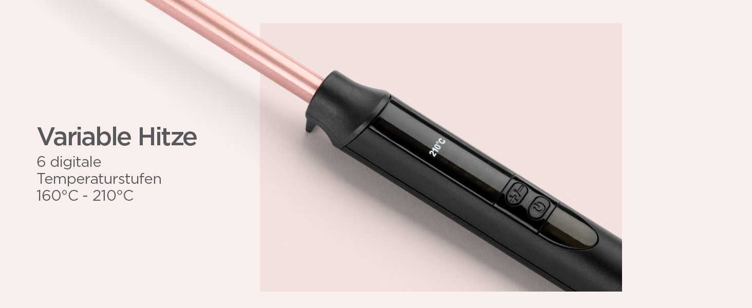 Конічний паяльник для волосся BaByliss Rose Quartz (13-25 мм) для натуральних локонів, керамічне покриття, 6 температурних режимів (160-210°C), C454E, рожево-чорний