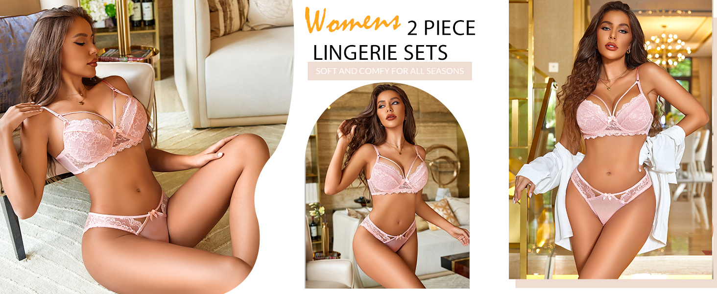 Avidlove Комплект жіночої білизни з мережива, сексуальний бюстгальтер з кісточками та трусики Push up, мереживний комплект, сексуальна білизна, вишуканий вигляд, червоний, XXL