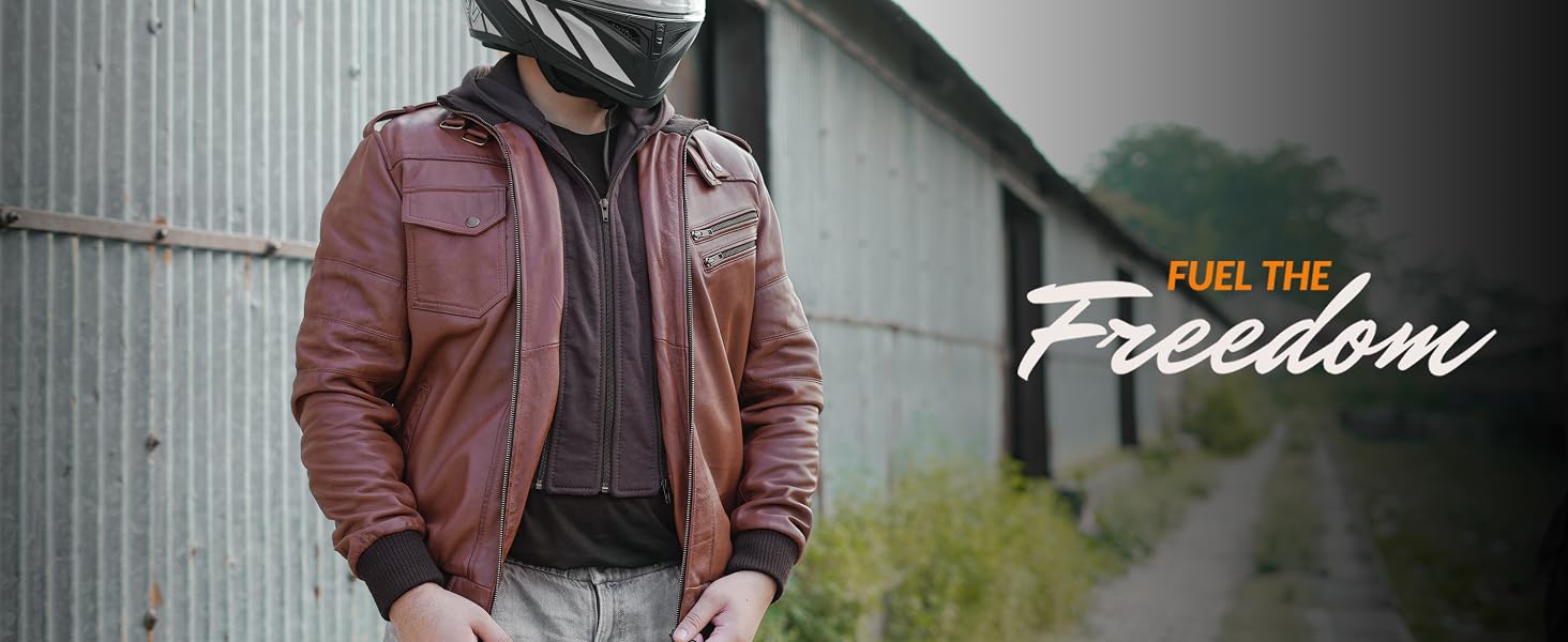 Чоловіча шкіряна куртка Leatherick Premium з натурального ягнячого хутра, з відстібним капюшоном та 7 кишенями, коричнева, розмір XXL