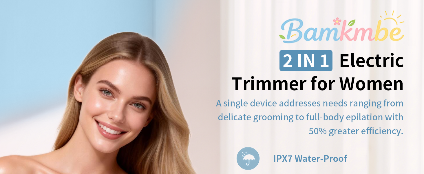 Жіноча електробритва 2 в 1 для обличчя та тіла, водонепроникна (IPX7) для бікіні-зони, пахв та ніг, вологого та сухого гоління, синя