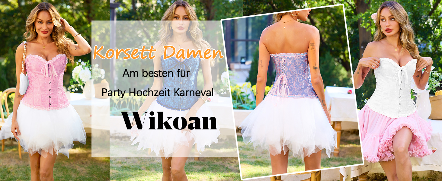 Корсет жіночий повномірний корсаж корсет топ готичний вінтажний корсаж сатиновий квітковий з кісточками бюстєль корсет топ для Хелловіну та карнавалу S-4XL блакитно-рожевий 4XL