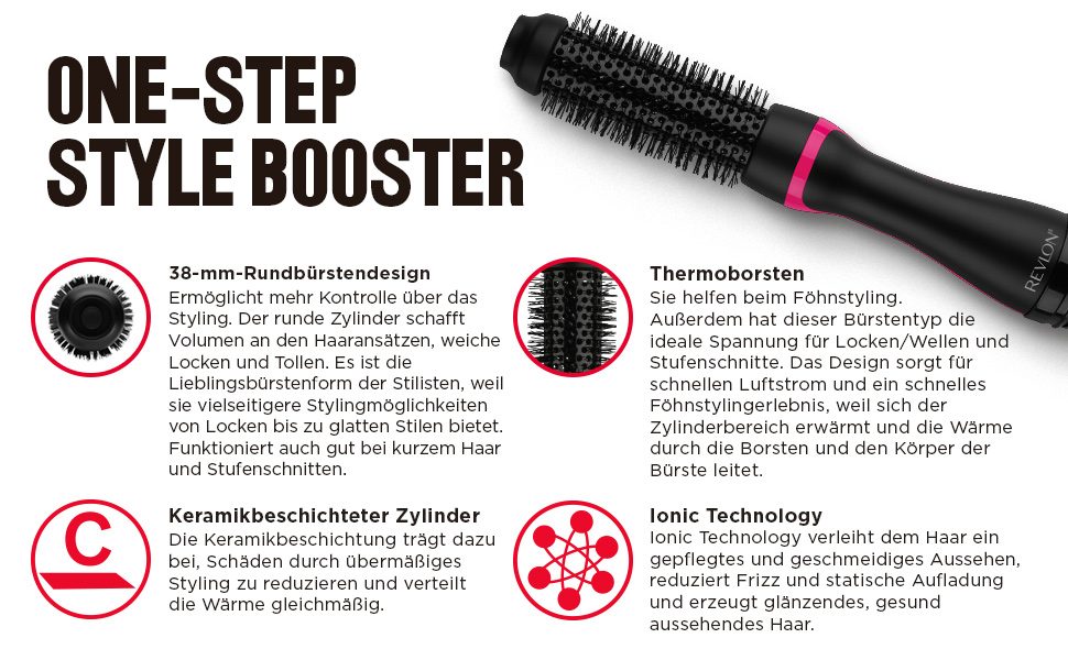 Фен-стайлер для об'єму Revlon Salon One-Step для короткого та середнього волосся, іонно-керамічний 2-в-1, кілька режимів нагріву, RVDR5282UKE, чорний
