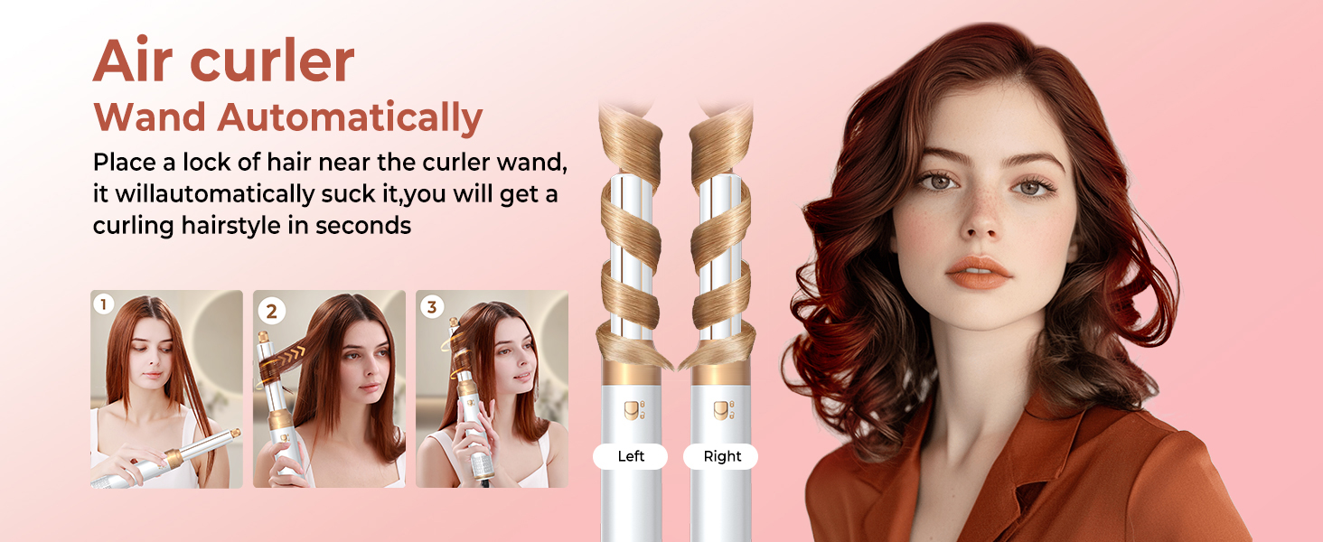 Мультистайлер для волосся 6 в 1 MogaWave Hairstyler Pro Airbrush: фен-щітка, автоматичний курлер та вирівнювач для об'єму, завивки та гладкості, бежевий
