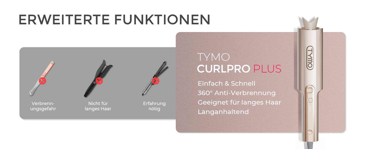 Автоматичний стайлер для волосся TYMO Curlpro Plus, плойка для великих локонів та пляжних хвиль 25мм, з захистом від опіків та швидким нагріванням, золотий