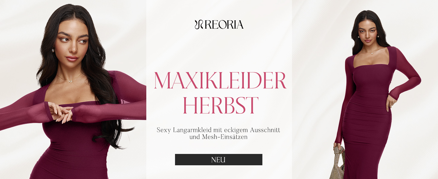 REORIA Максі-сукня для гостей на весілля: довга, з довгими рукавами, прозора сітка, квадратний виріз, обтягуюча, біла, XS