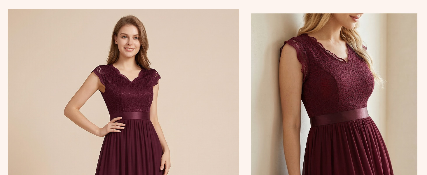 Елегантна вечірня сукня Dressystar довга мереживна шифон для весілля та балу з рукавами-крильцями, біла, розмір S