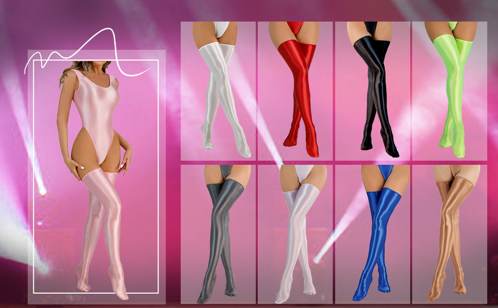 Чулки-гольфи FEOYA, еластичні, з ефектом вологого блиску, без швів, надколінні, для танців, вечірок, клубу, костюмів, універсальний розмір