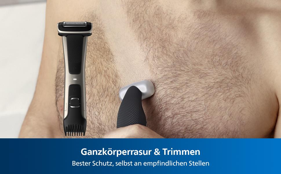 Тример для тіла та інтимних зон Philips Bodygroom Series 7000 BG7480/15, з гнучким 2D-лезом, захистом шкіри та водонепроникним корпусом