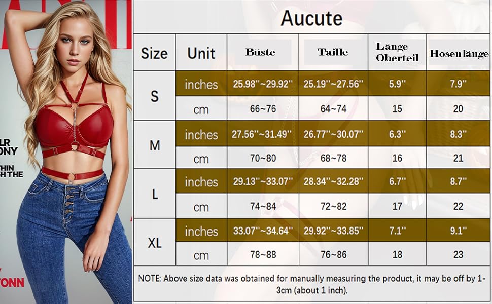Сексуальна спідня білизна від Aucute Strapsen: бюстгальтер з кісточками та труси з ланцюжком, 6-частинний комплект, чорний