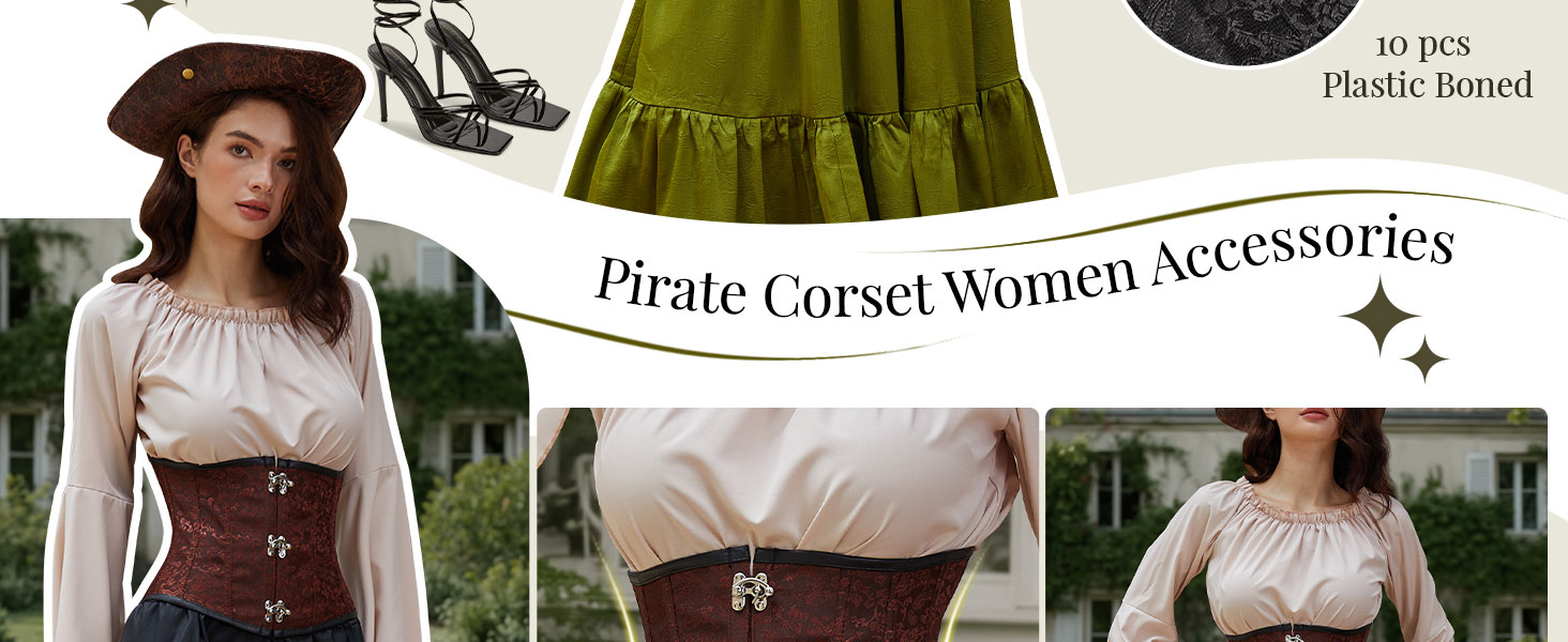 Жіночий корсет-топ JasGood: готичний корсет з мереживом, чорний жакардовий корсет для талії, ідеальний для Хелловіну