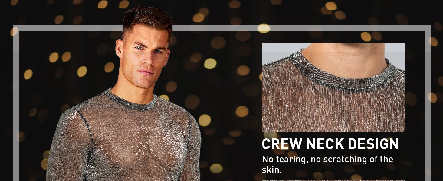 Прозора футболка-сітка Casey Herren з довгим рукавом, мереживна сорочка, мерехтливі сорочки, клубний стиль, A2-блакитний