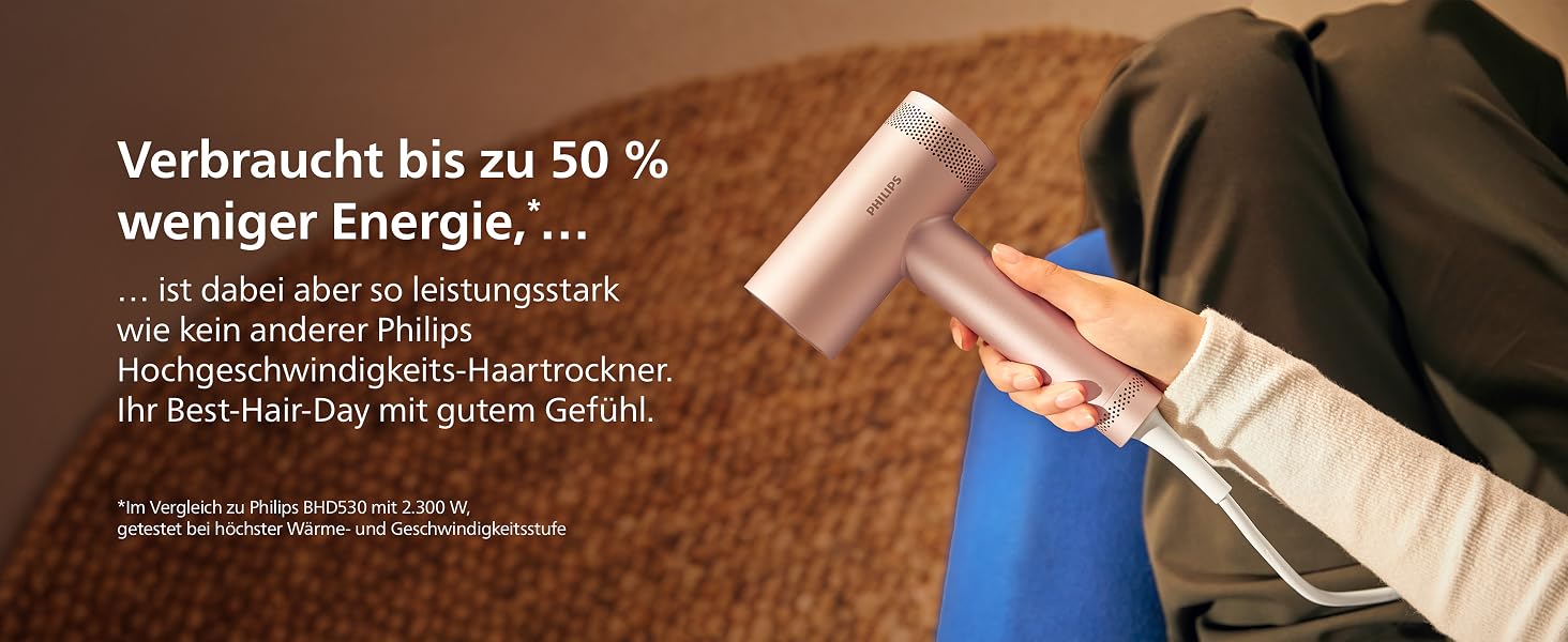 Фен для волосся Philips Series 8000 BHD837/10 з безщітковим DC-двигуном, ThermoShield Advanced, 1400 Вт, Рожеве шампанське (з дифузором та стилізуючою насадкою)