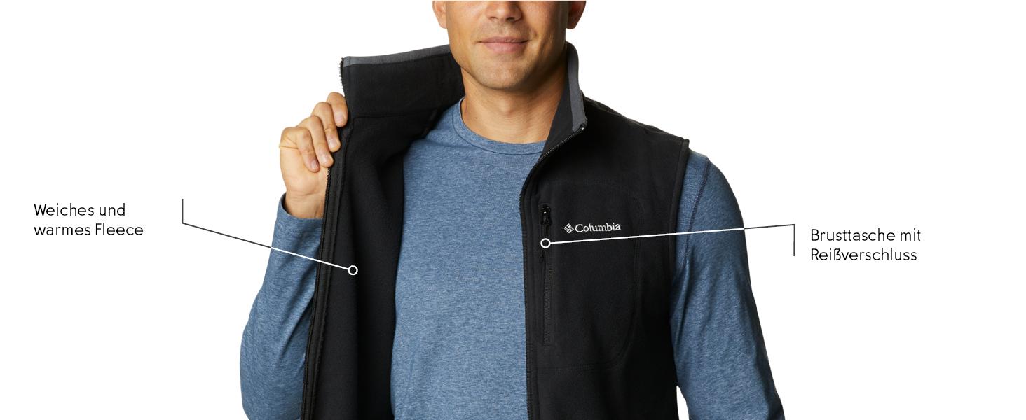 Чоловічий флісовий жилет Columbia Fast Trek Fleece Vest, сірий (City Grey), сезон Осінь-Зима 2024/2025