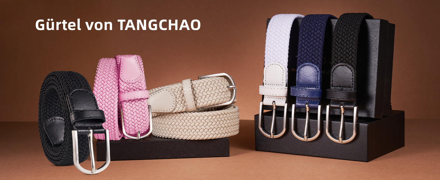 Набір плетені еластичні ремені TANGCHAO (2 шт.), унісекс, чорний та синій, довжина 120 см