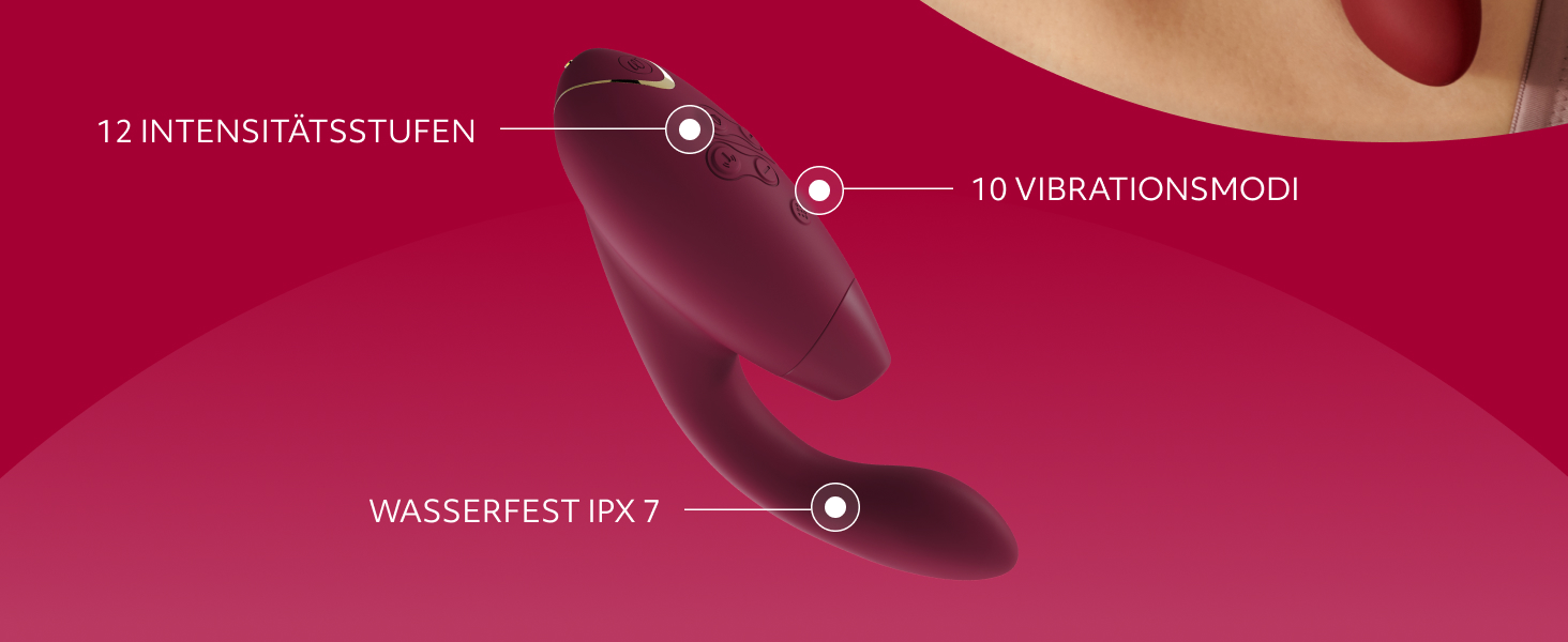 Womanizer DUO 1 Rabbit - вібратор-кролик та стимулятор G-точки з соском, чорний/золотий (червоний)