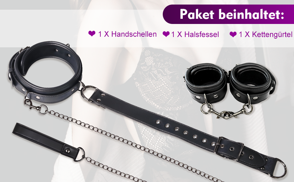 Набір для БДСМ: наручники та комірець з повідком (шкіра), іграшки для пар, шкіряні наручники, повідці для дорослих